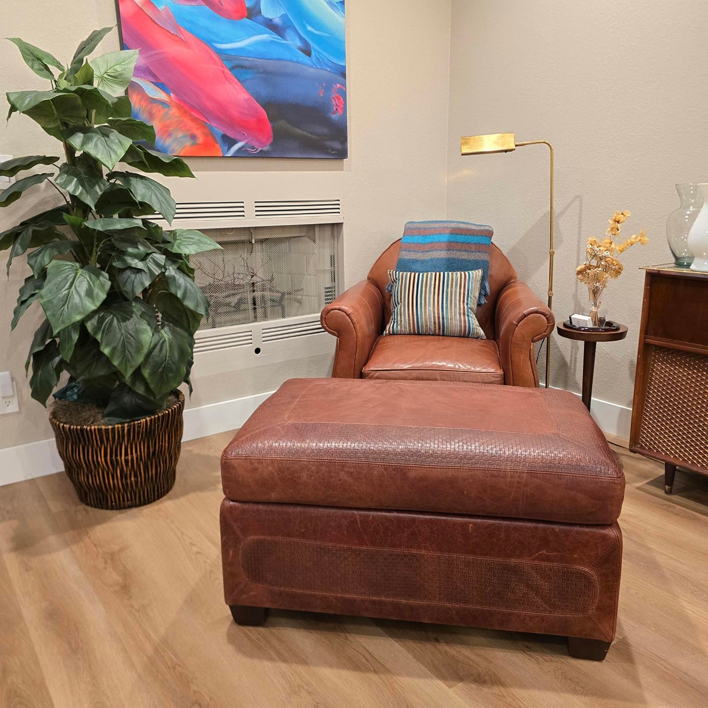 Stickley "Santa Fe" Style Leather Ottoman By Creative Leather