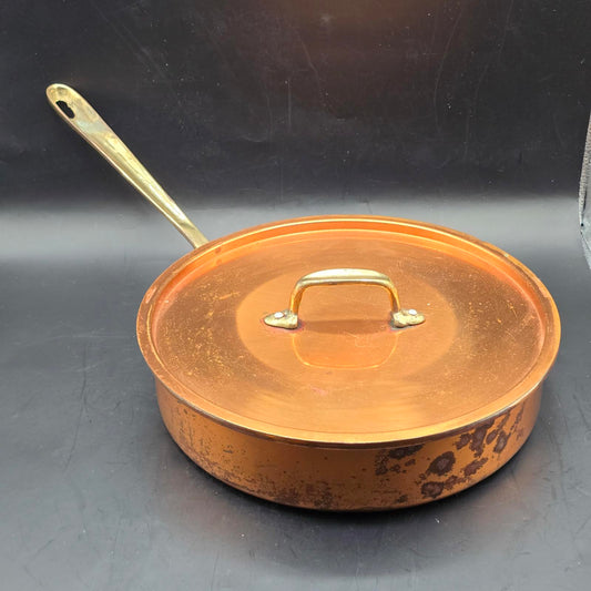 Vintage Gailstyn-Sutton Copper and Brass Sauté Pan with Lid