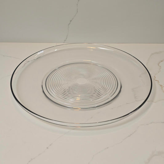 Vintage Glass Platter with Circular Ribbed Center