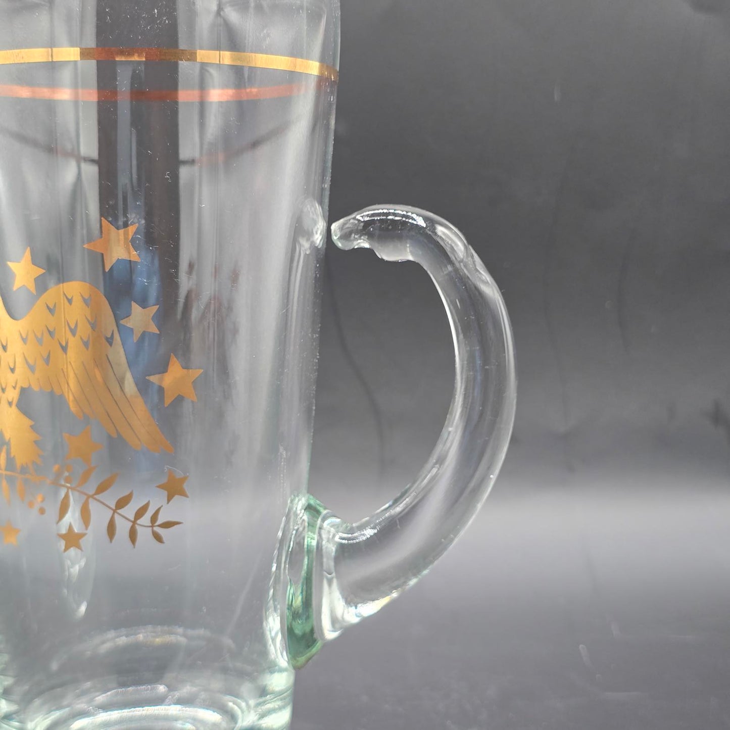 Vintage MCM Americana Eagle Glass Pitcher with Stirrer