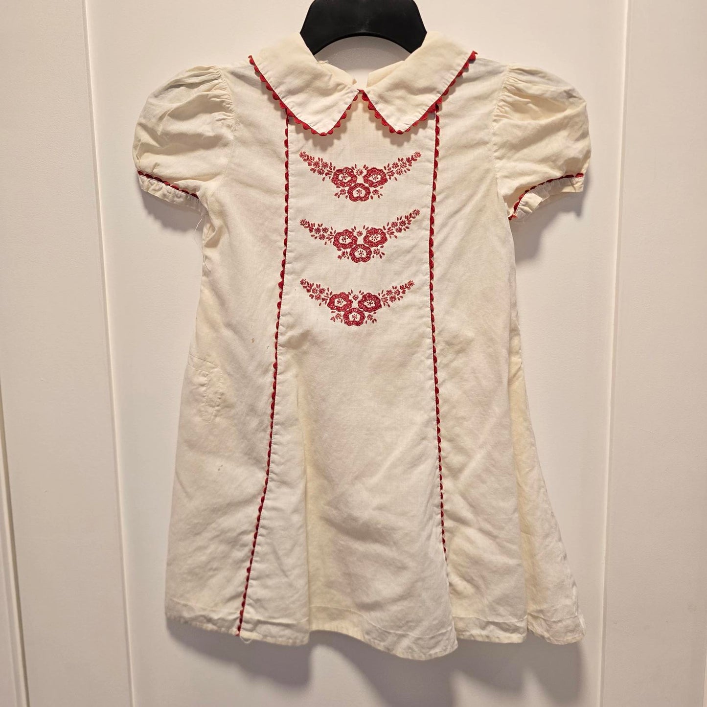 Vintage Hand-Sewn and Appliqued Children's Cotton Dress