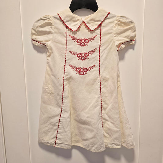Vintage Hand-Sewn and Appliqued Children's Cotton Dress