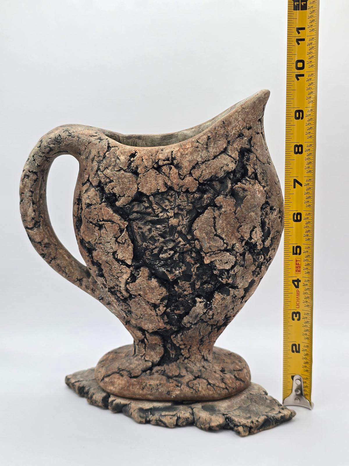 Iconic Stan Langtwait Pottery Lava Stone Pitcher and Stand