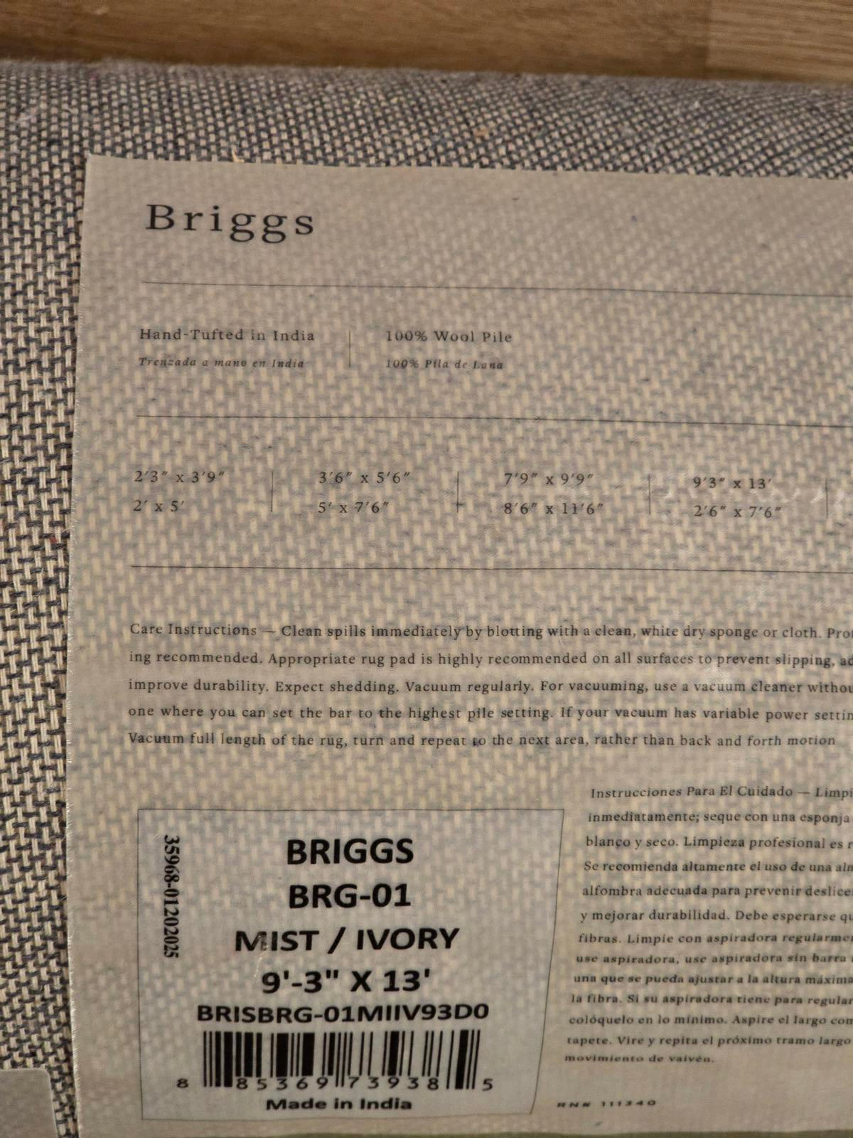 Loloi Chris Loves Julia Briggs Collection, Mist & Ivory 9'3" x 13' Wool Area Rug