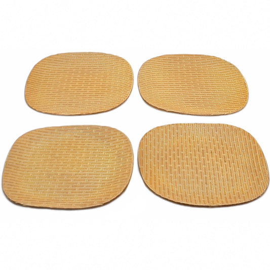 Handcrafted Studio Pottery Basket Weave Pattern - Set of 4, Square Plates
