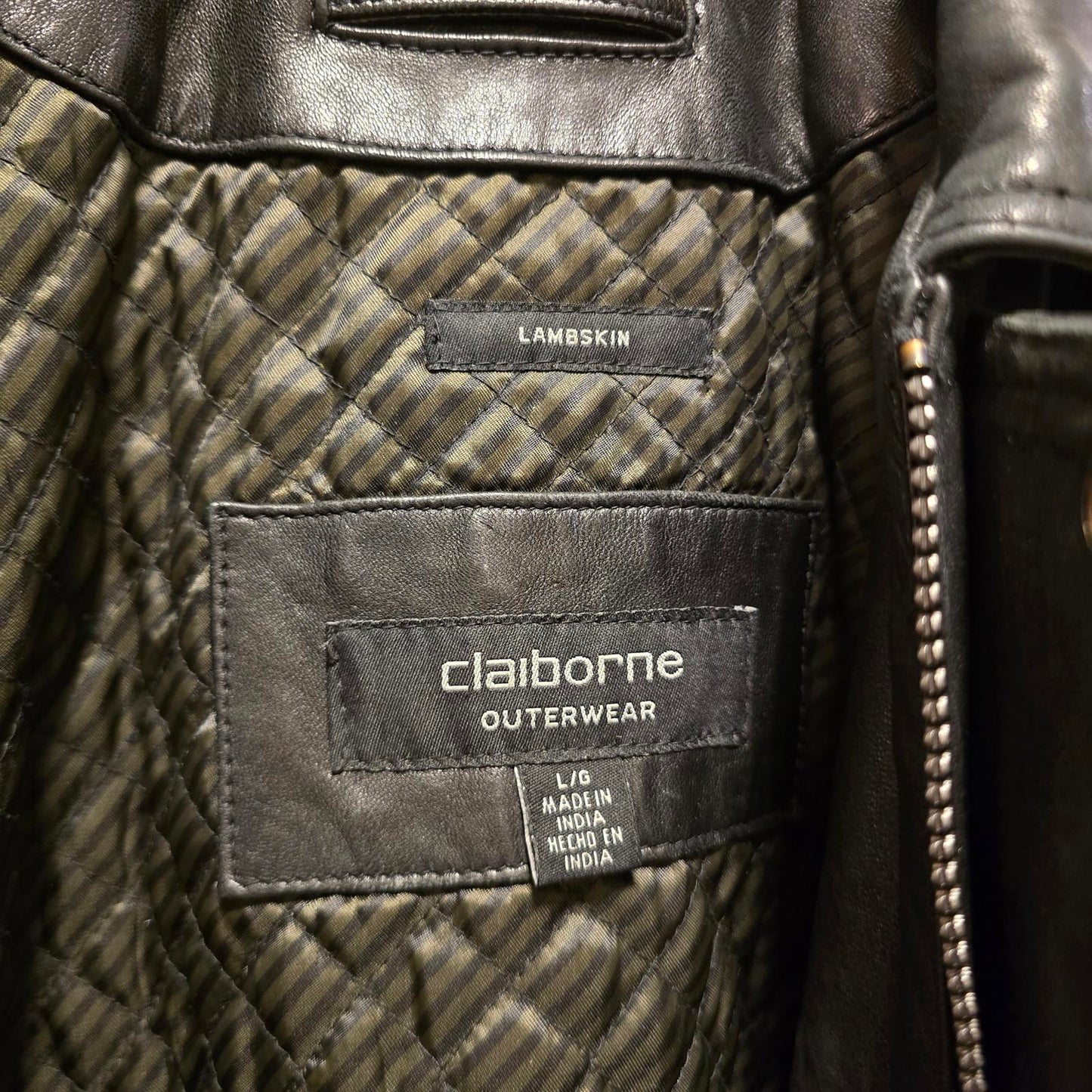 Claiborne Men's Black Lambskin Leather Jacket - Large