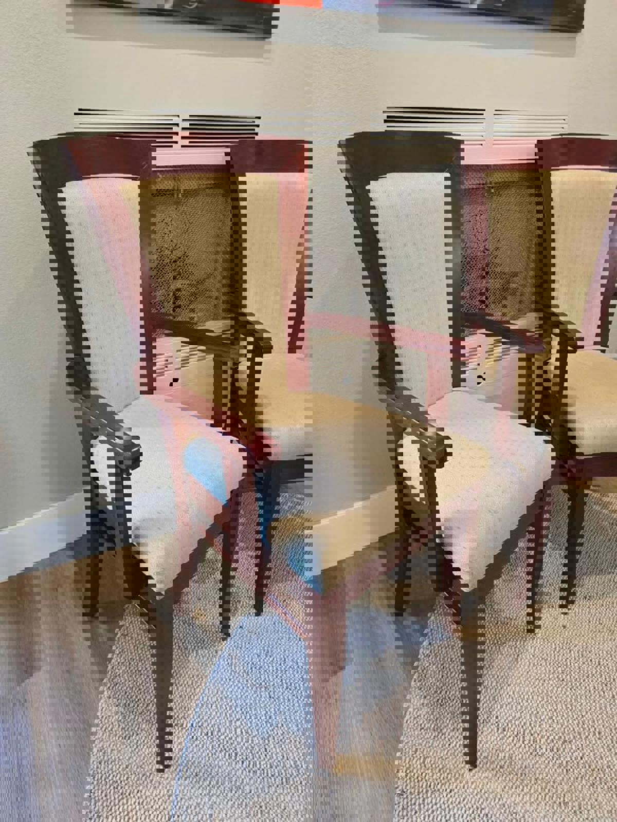 Elegant Pair of Armed Side Chairs