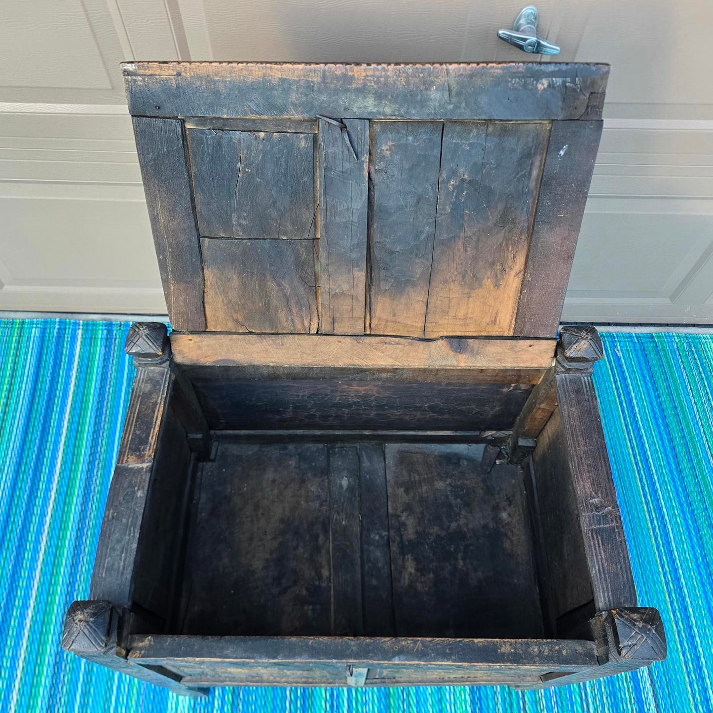 Antique Afghan Carved Wood Dowry Chest