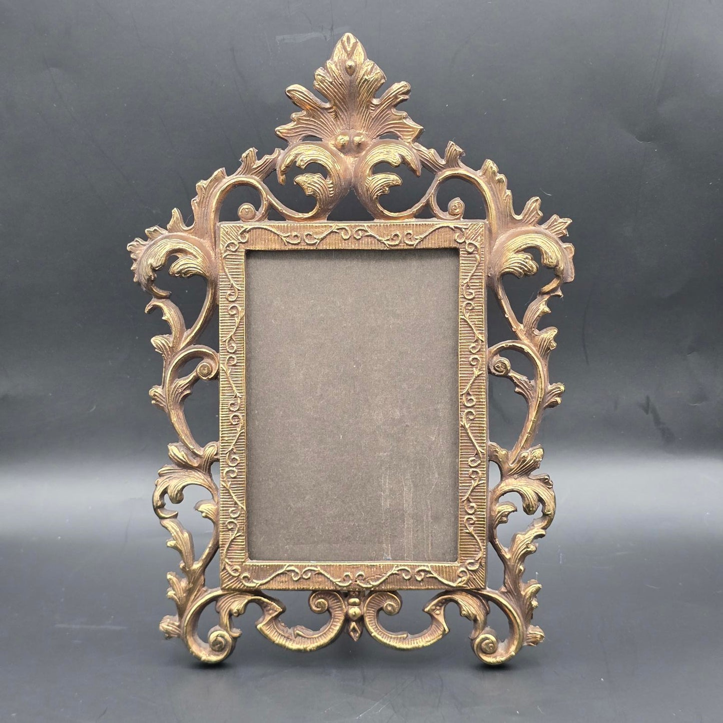 Vintage Ornate Cast Metal Frame with Antique Gold Finish