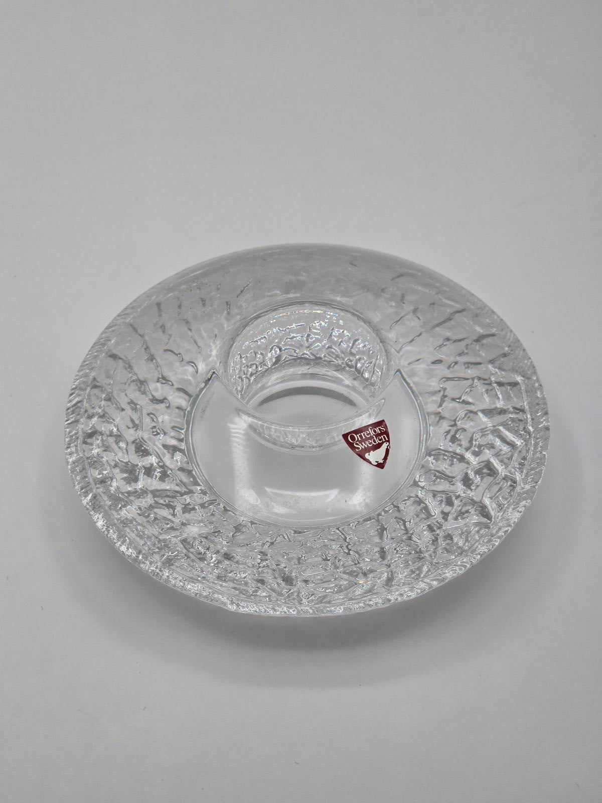 Orrefors Sweden Crystal Discus Votive Candle Holder