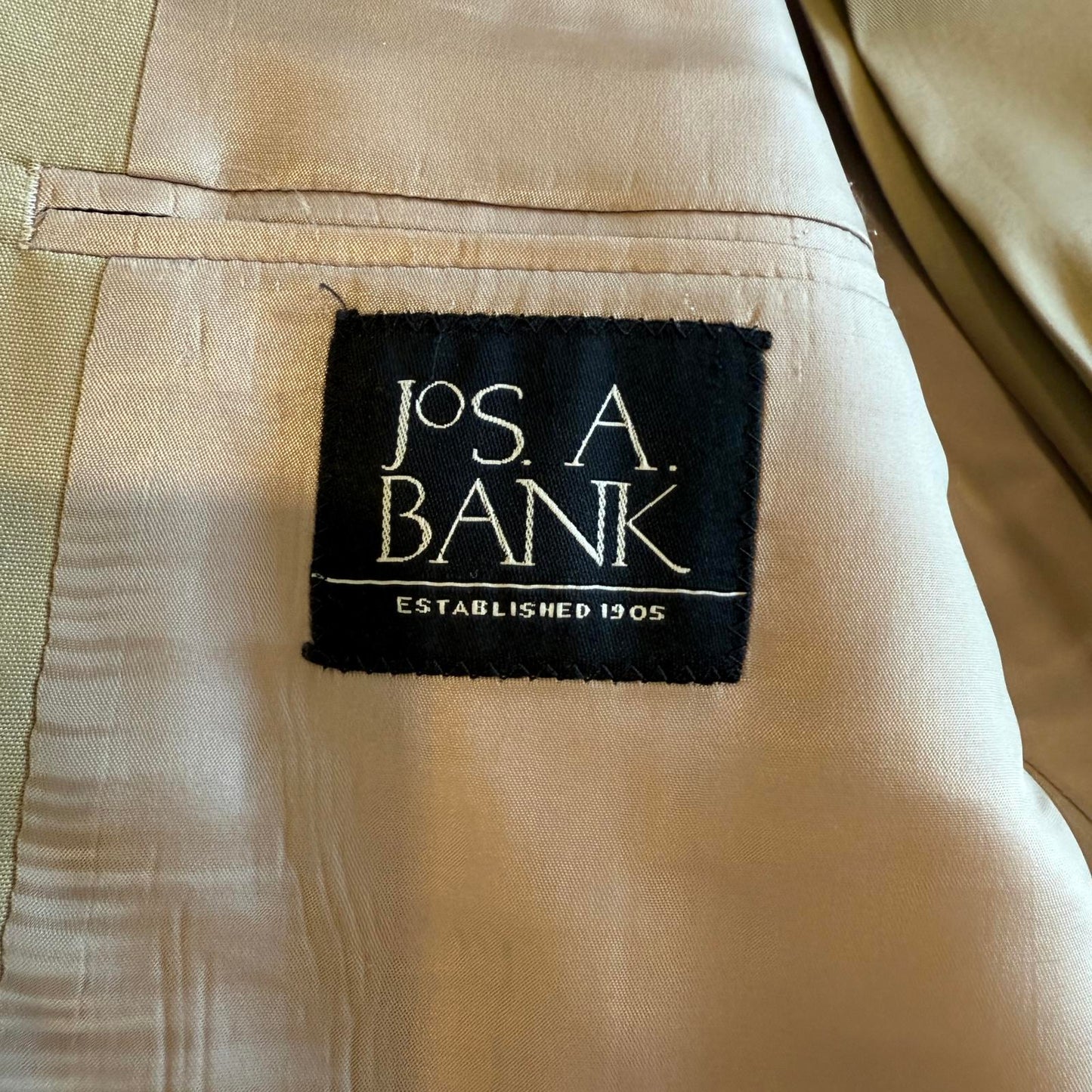 Jos. A. Bank Khaki Suit 44L Coat. 39L Pants