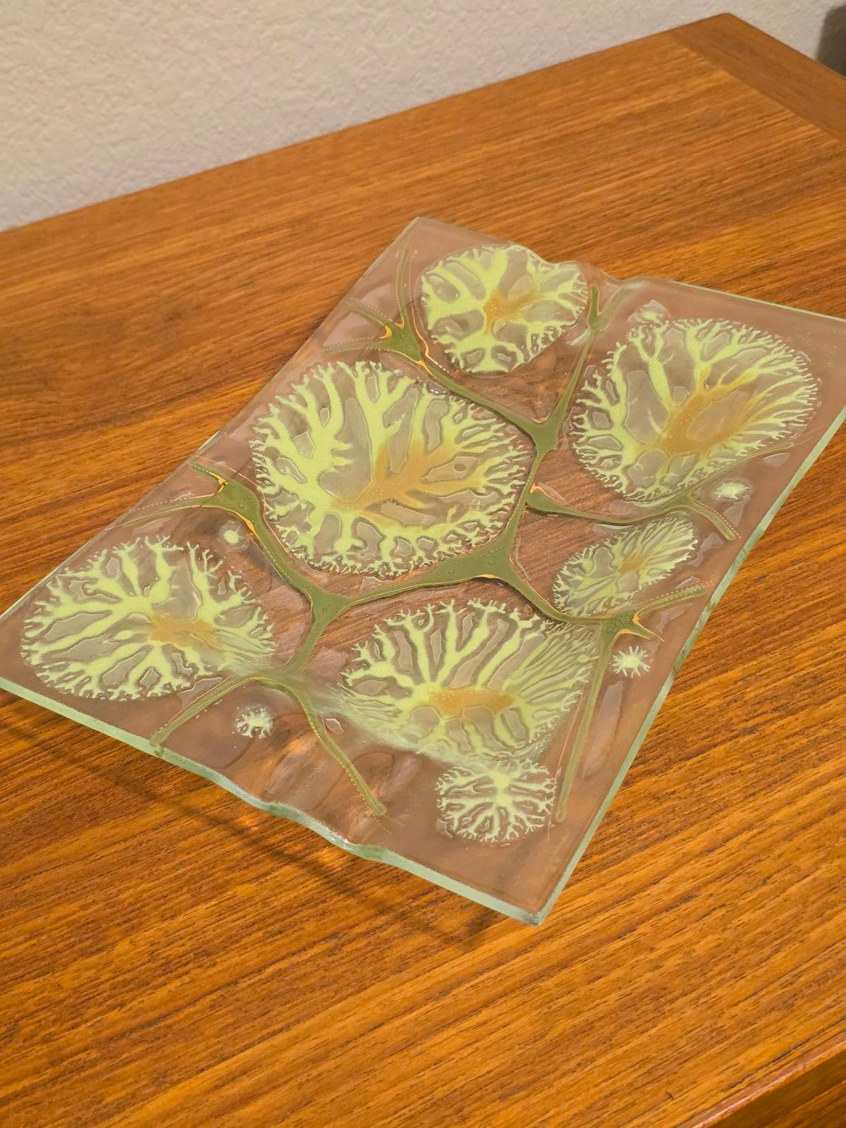 Vintage MCM Higgins Studio Fused-Glass Art Tray