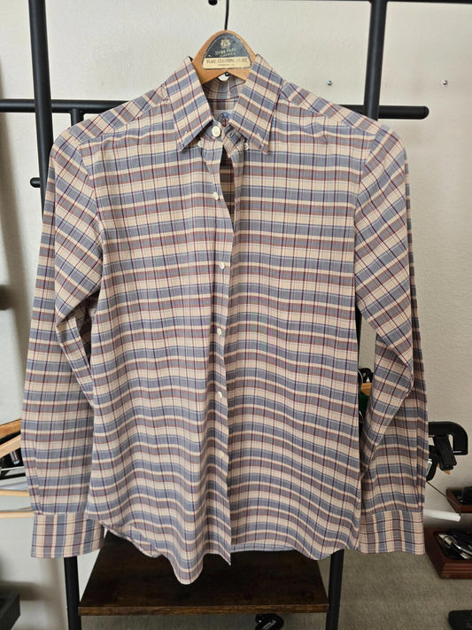 Vintage Women's Navy and Burgundy Shirt - Small