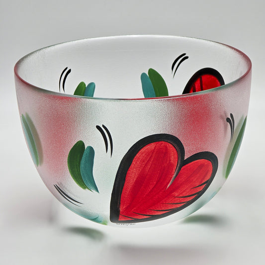 Kosta-Boda Hand-Painted Large Floating Hearts Bowl- Priced Individually, 2 Avail — full view