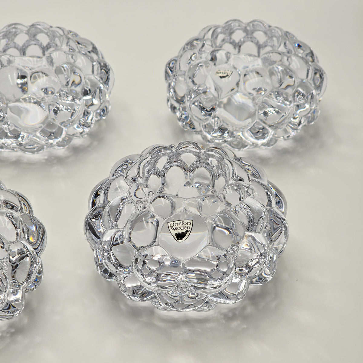Orrefors Raspberry Glass Candleholders Set of 5 — additional view