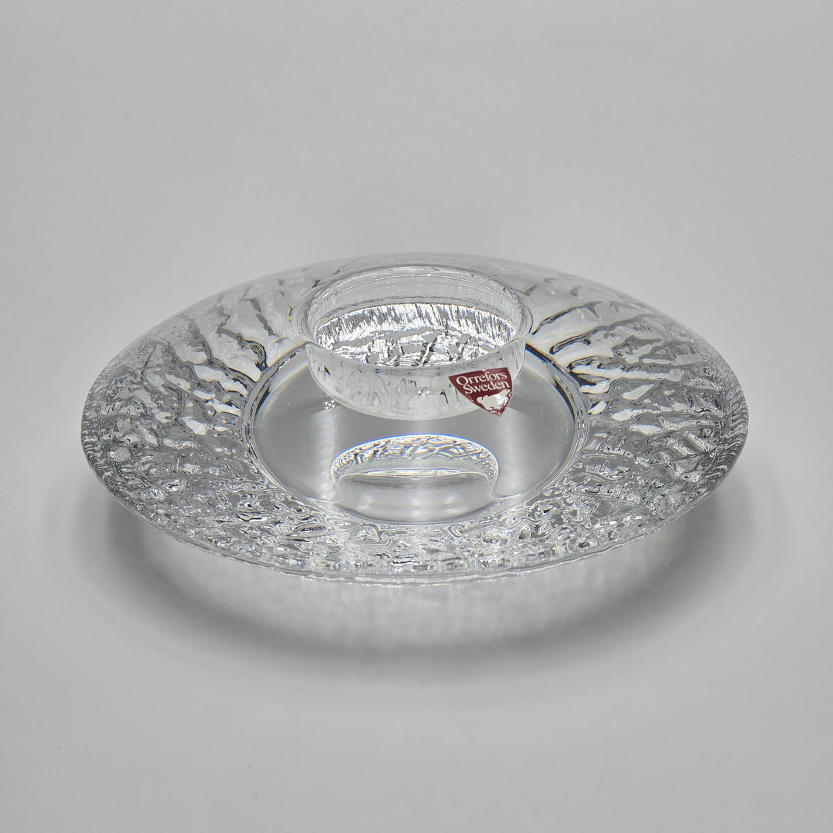 Orrefors Sweden Crystal Discus Votive Candle Holder — full view