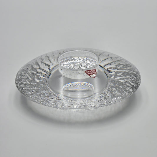 Orrefors Sweden Crystal Discus Votive Candle Holder — full view