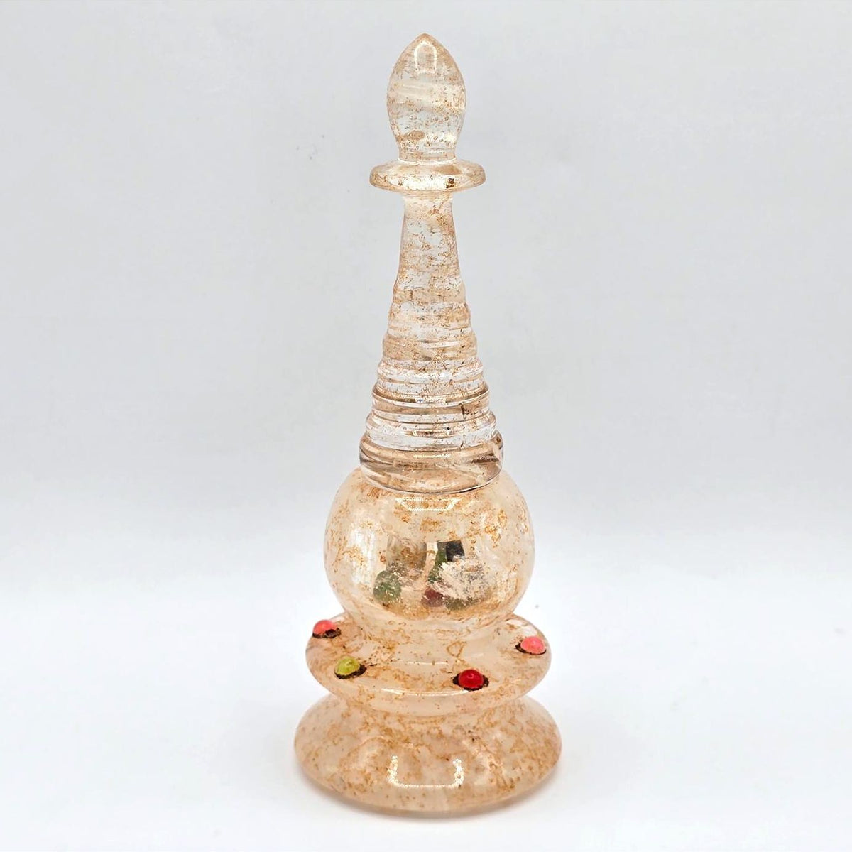 Vintage Tibetan Buddhist Crystal Stupa Chorten Reliquary Altar 9 Inch