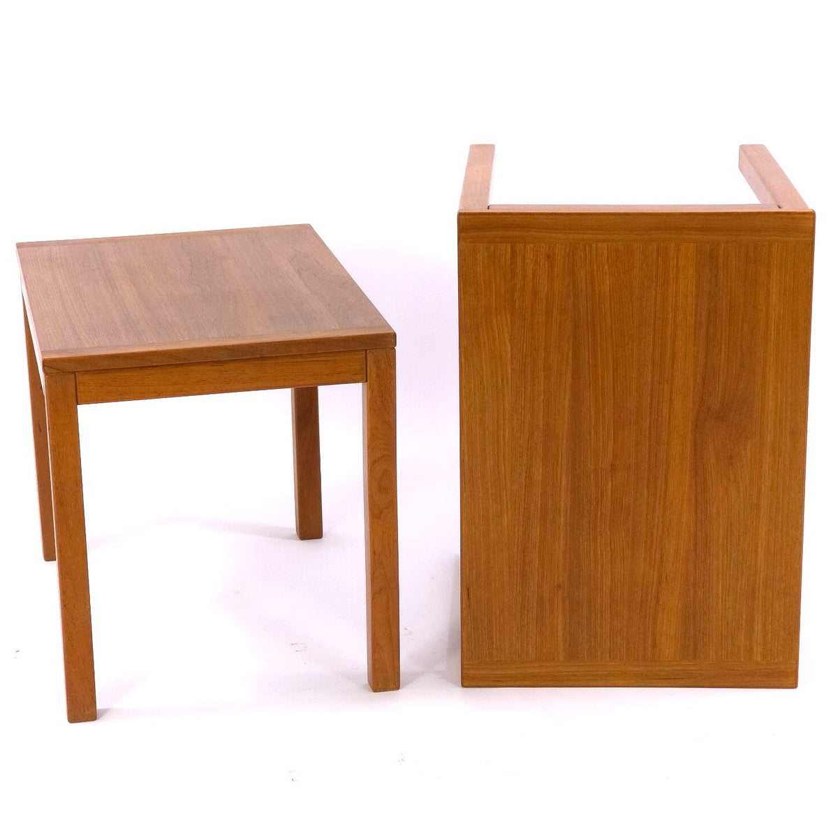Vintage Vejle Stole Danish Teak Side End Tables Pair Mid Century Modern