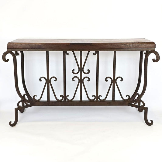 Mexports by Susana Molina Mesquite Wood Wrought Iron Console Table