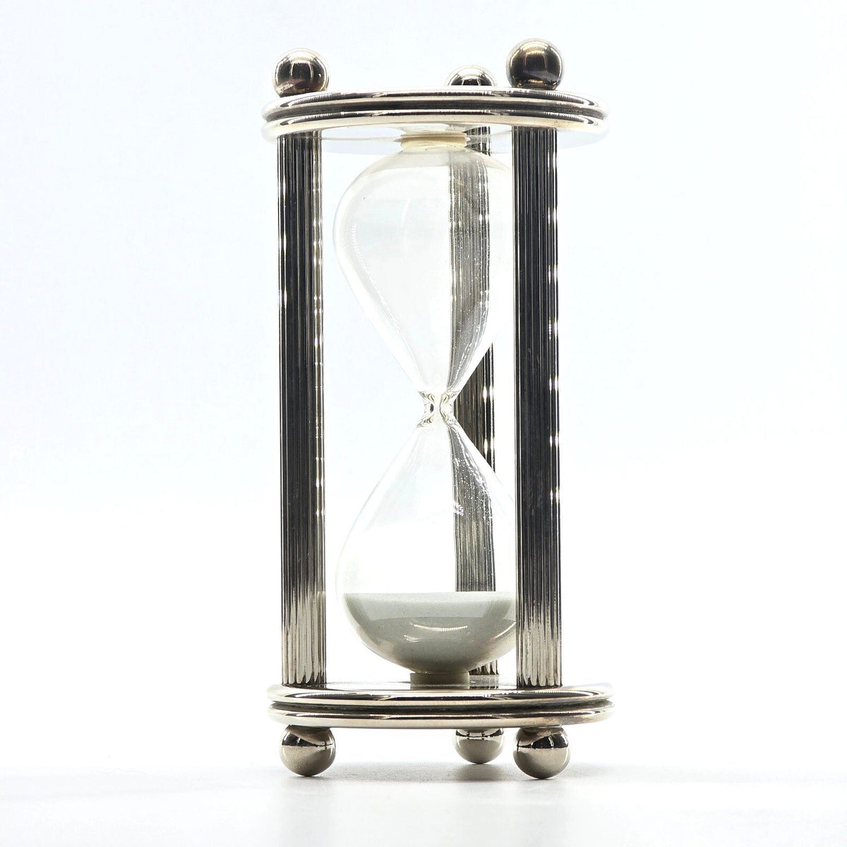 Vintage Silver Plated 5 Minute Hourglass Sand Timer Fluted Column Frame
