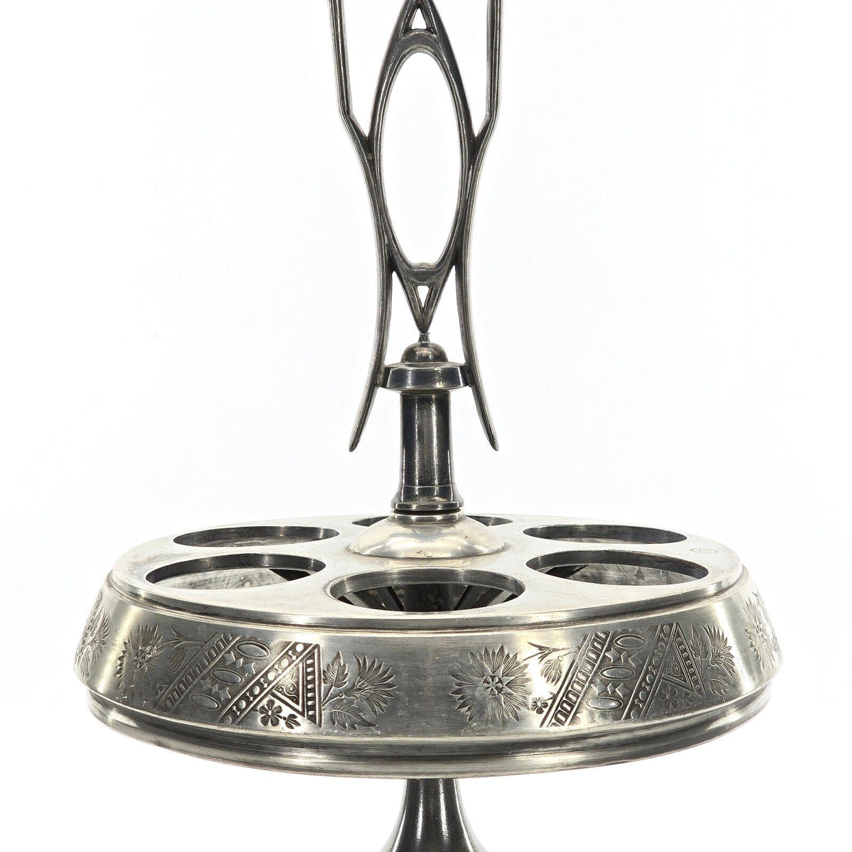 Antique Middletown Plate Co Quadruple Silverplate Revolving Cruet Stand