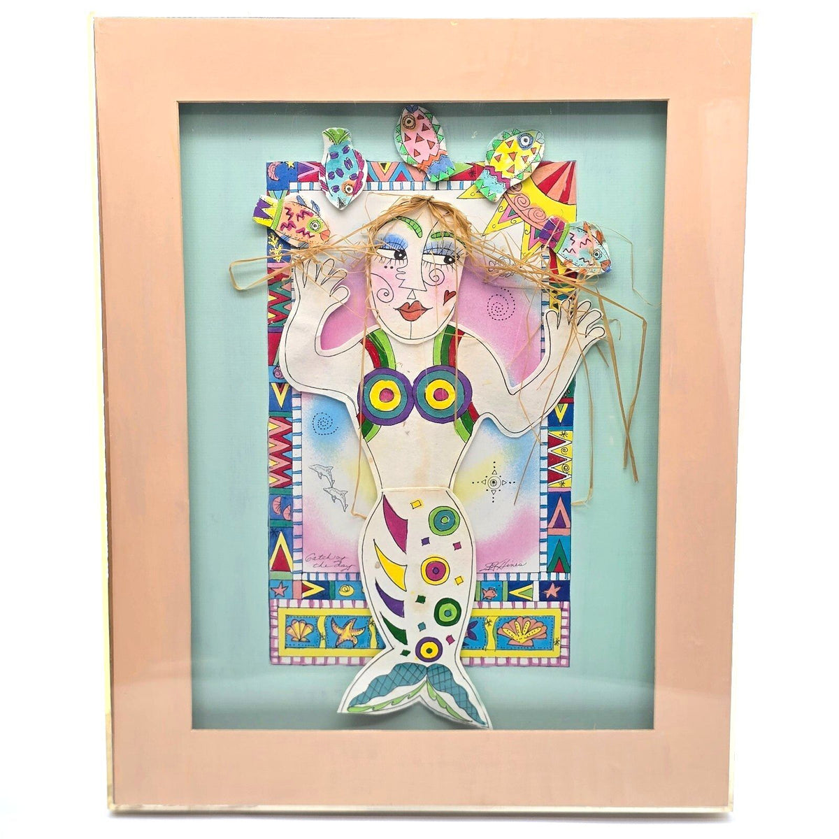 Catch of the Day - Original 3D Mermaid Shadowbox Wall Art - JJ Heine Folk Art