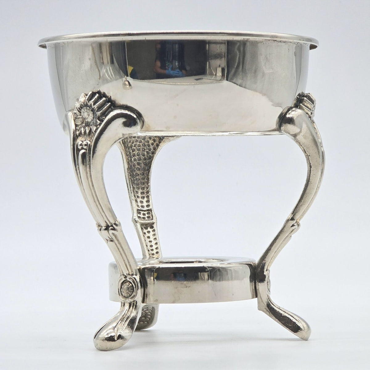 Vintage Silverplate Glass Coffee Tea Carafe Warming Stand Ornate 13.5"