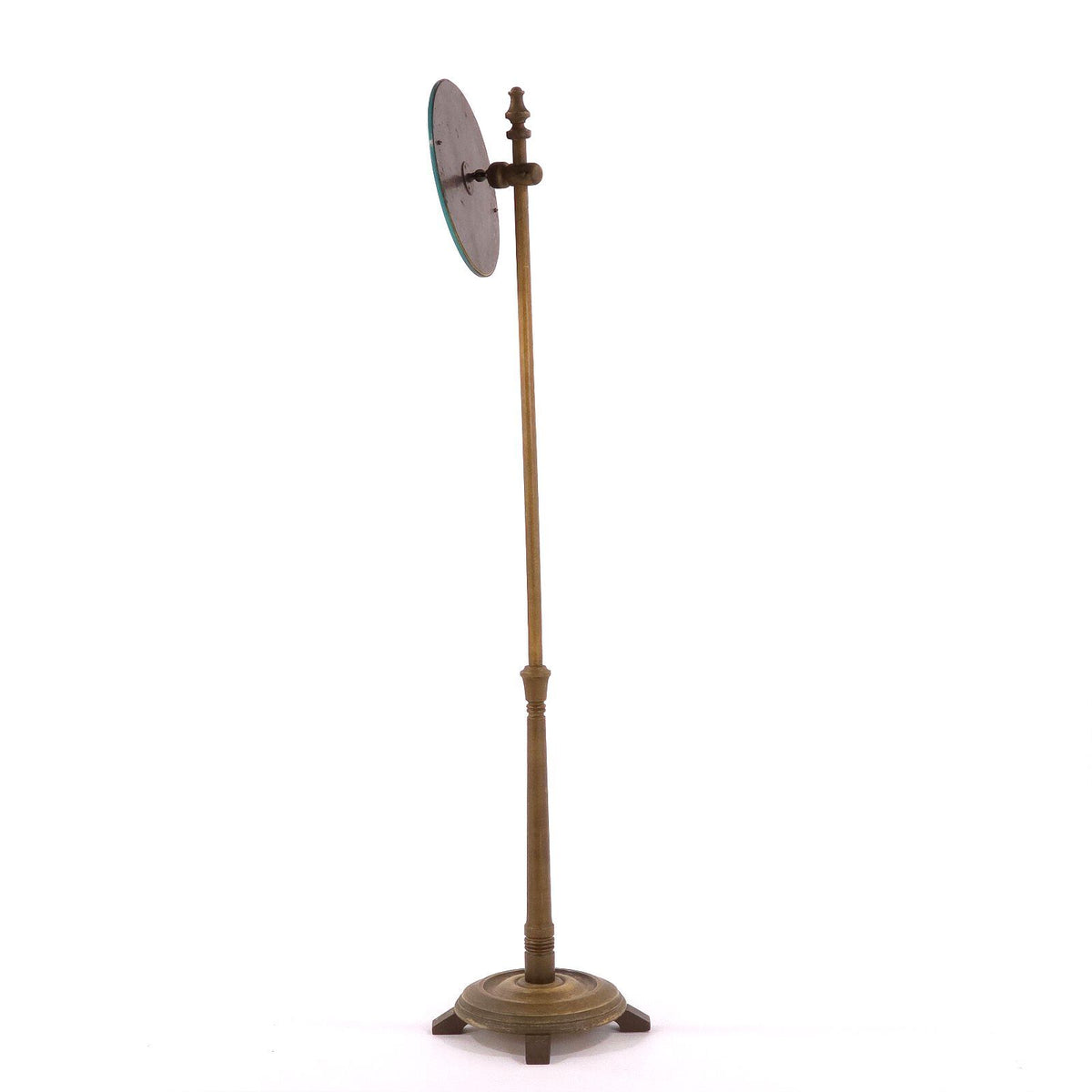 Vintage Adjustable Round Floor Mirror Wood Pedestal Metal Base Dressing Mirror