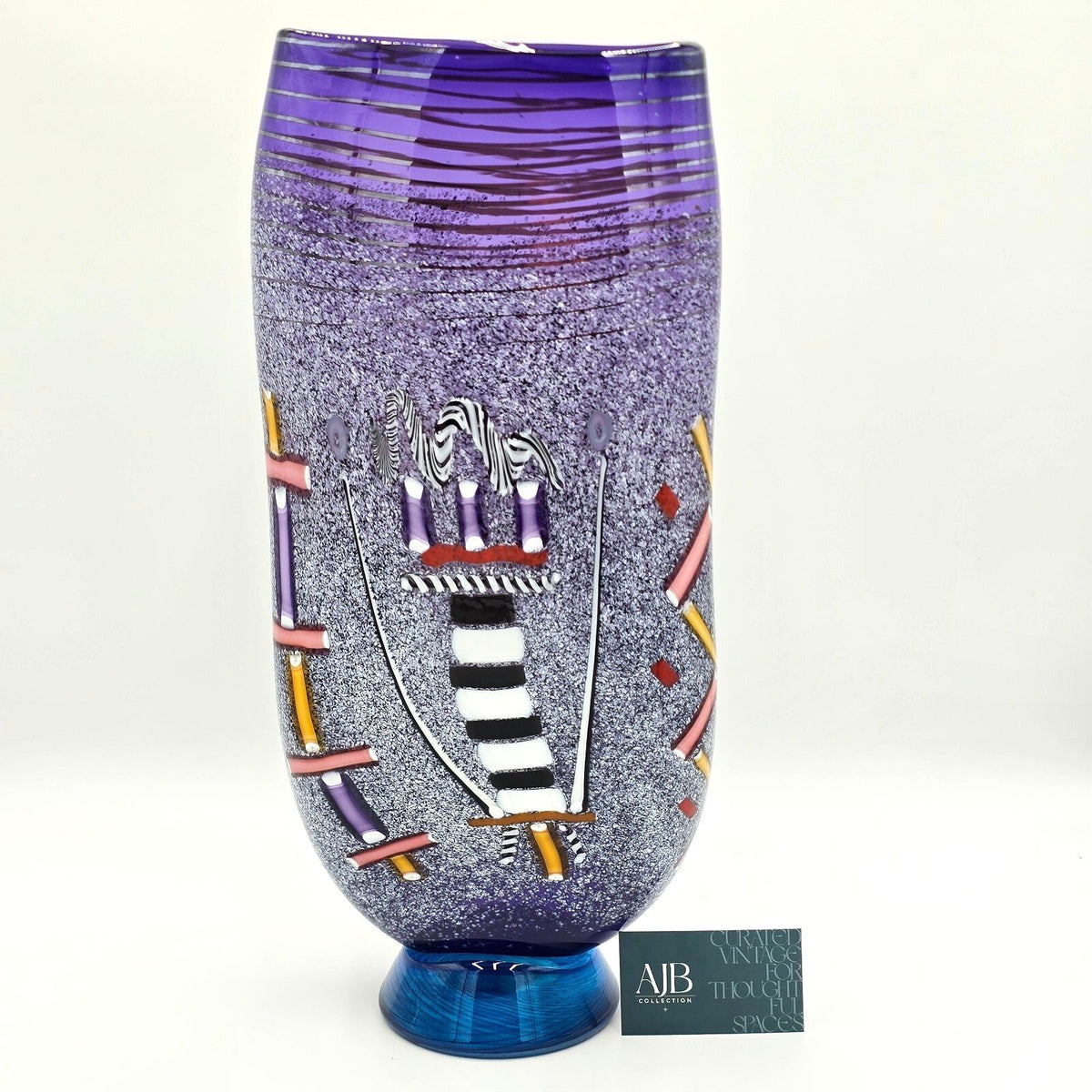 Pizzichillo Gordon Signed Purple Studio Art Glass Sculptural Vase 19in