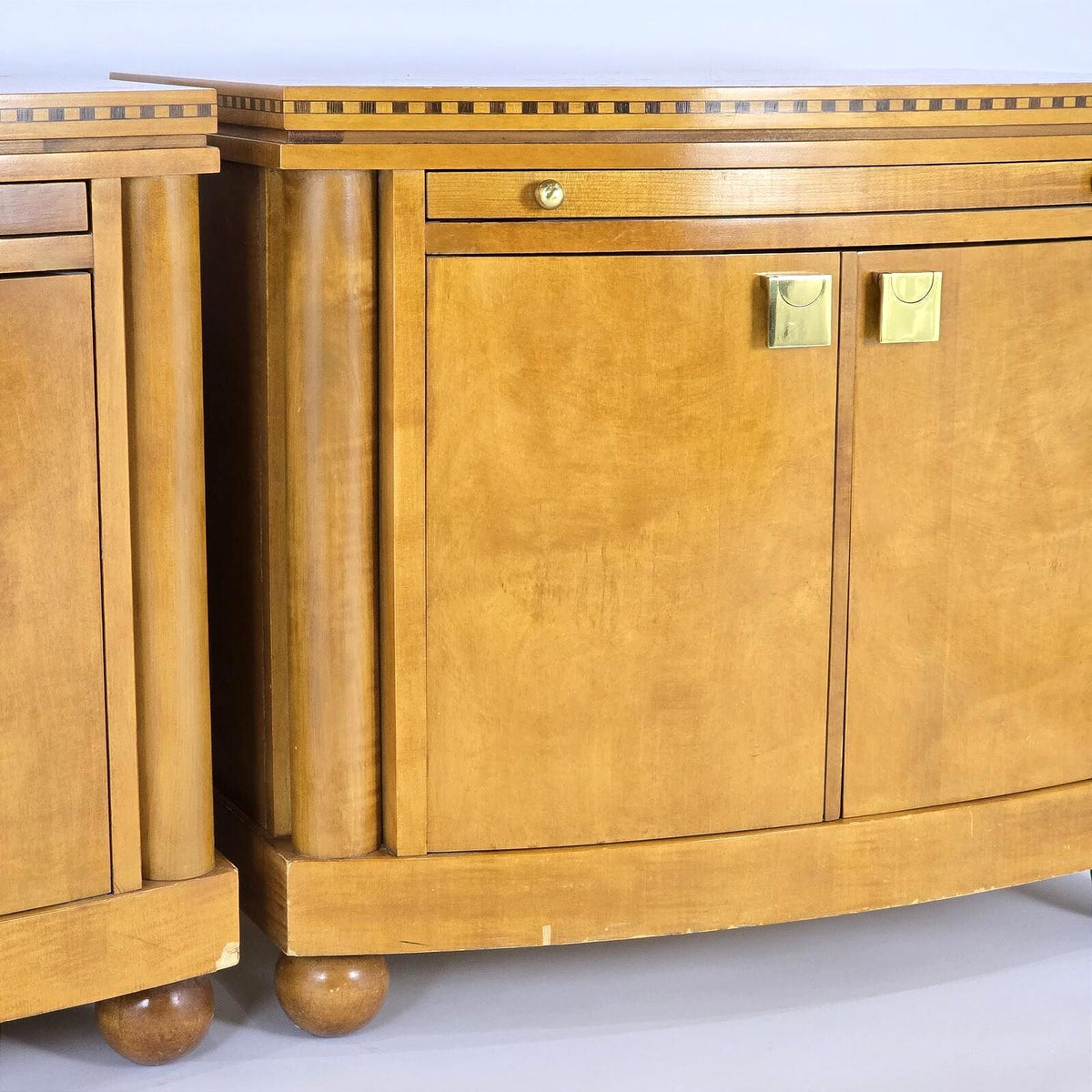 Hickory White Genesis Biedermeier Satinwood Cabinet Nightstands Pair