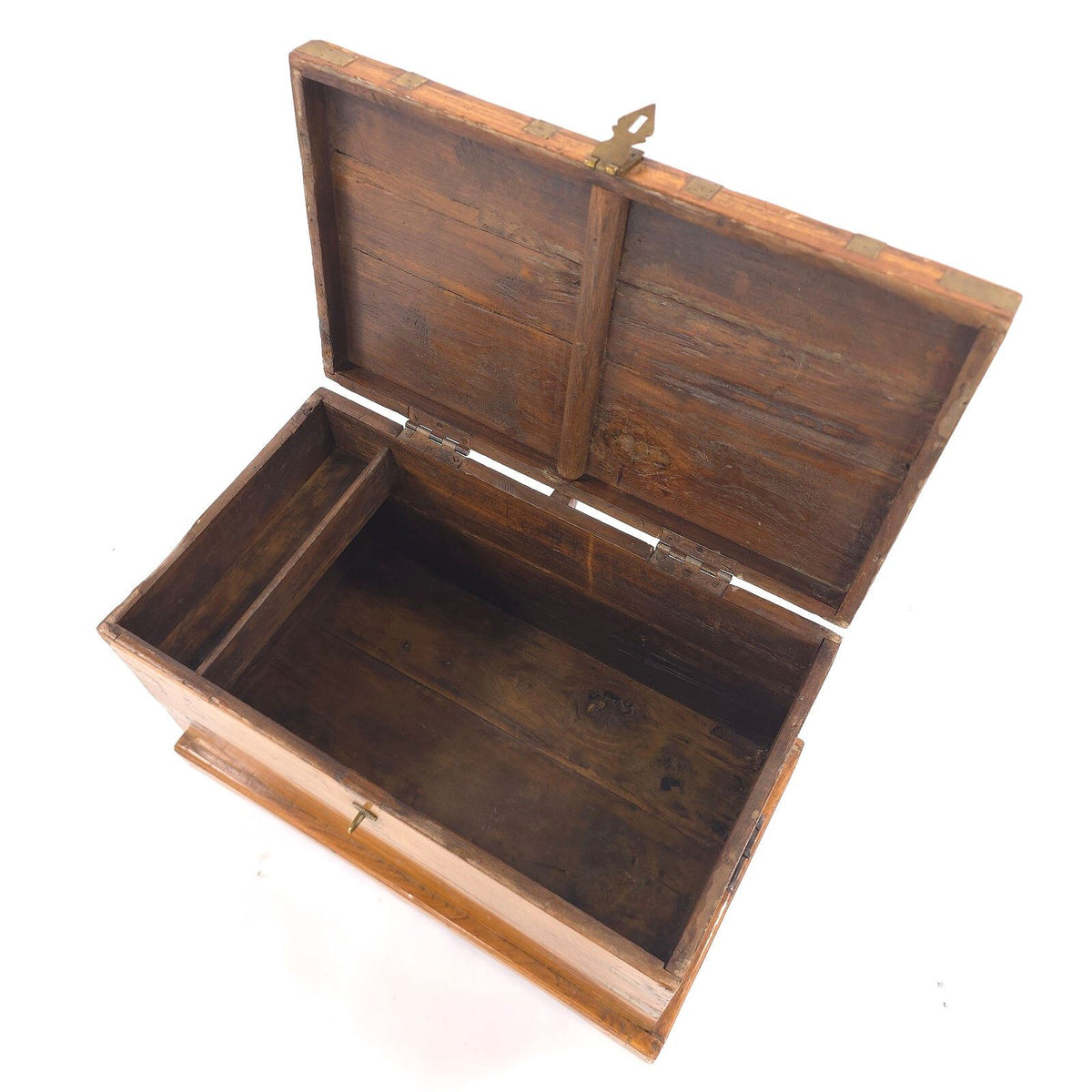 Anglo Indian Malabar Coast Teak Brass Bound Campaign Travel Trunk