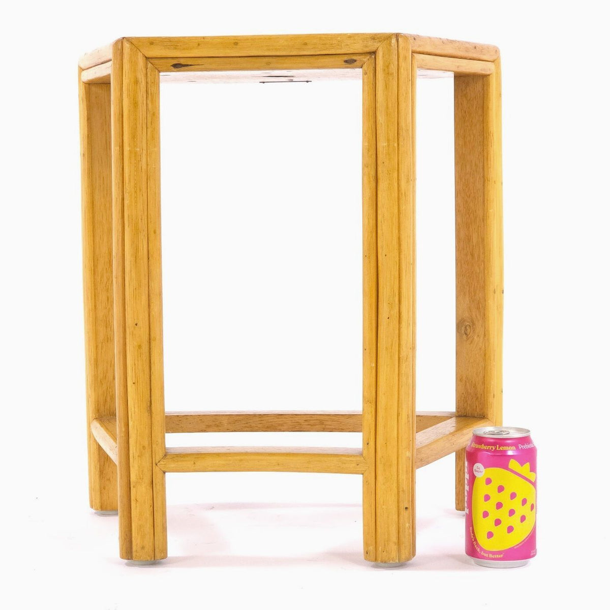 Vintage McGuire San Francisco Oak Demilune Side Tables Stools Pair