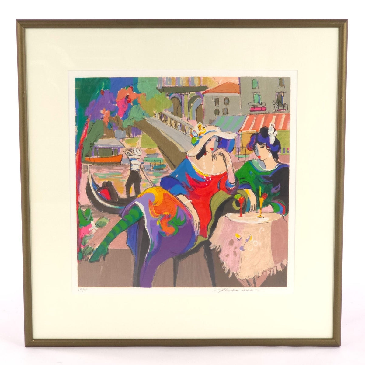 Isaac Maimon City Cafes Venice Signed Serigraph 232/275 Framed COA 1992