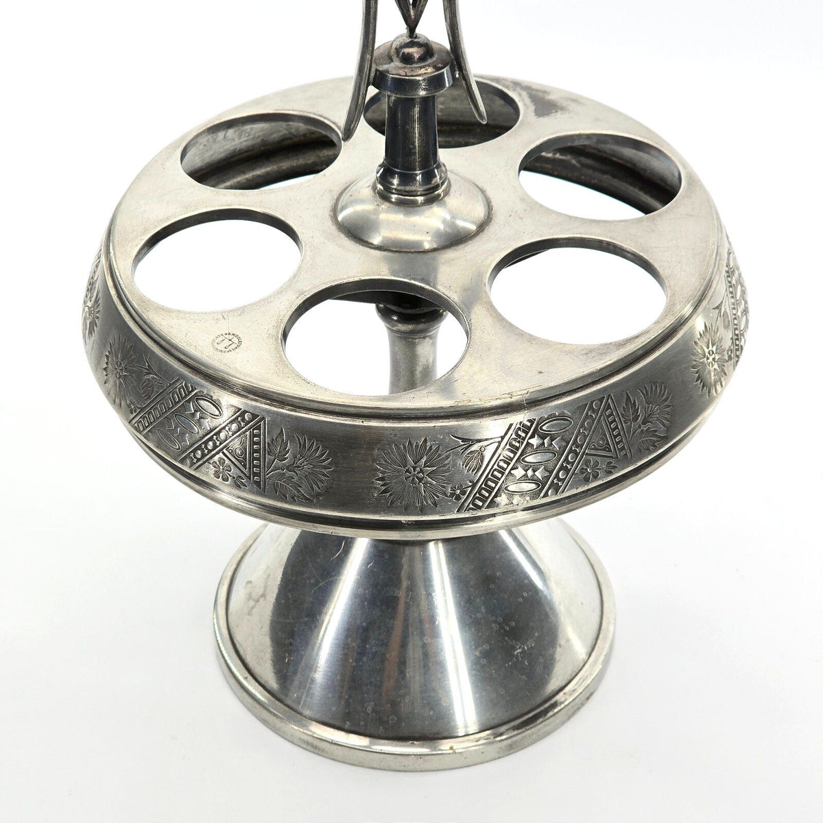 Antique Middletown Plate Co Quadruple Silverplate Revolving Cruet Stand