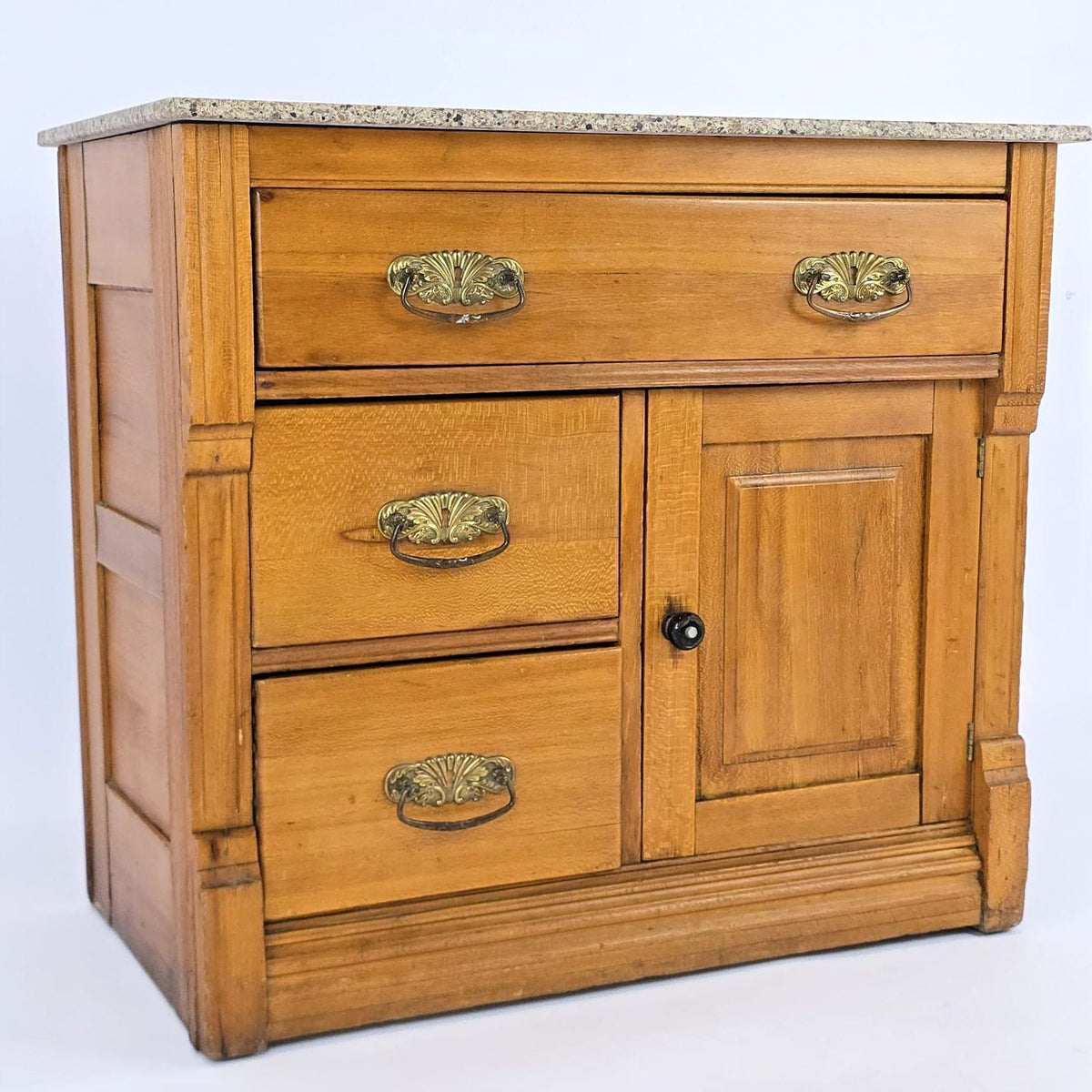 Antique Victorian Washstand Commode Knapp Joint Granite Top Late 1800s