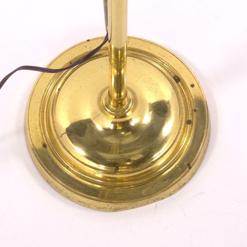 Adjustable Brass Pharmacy Floor Lamp Scalloped Shade Dimmable Reading Light