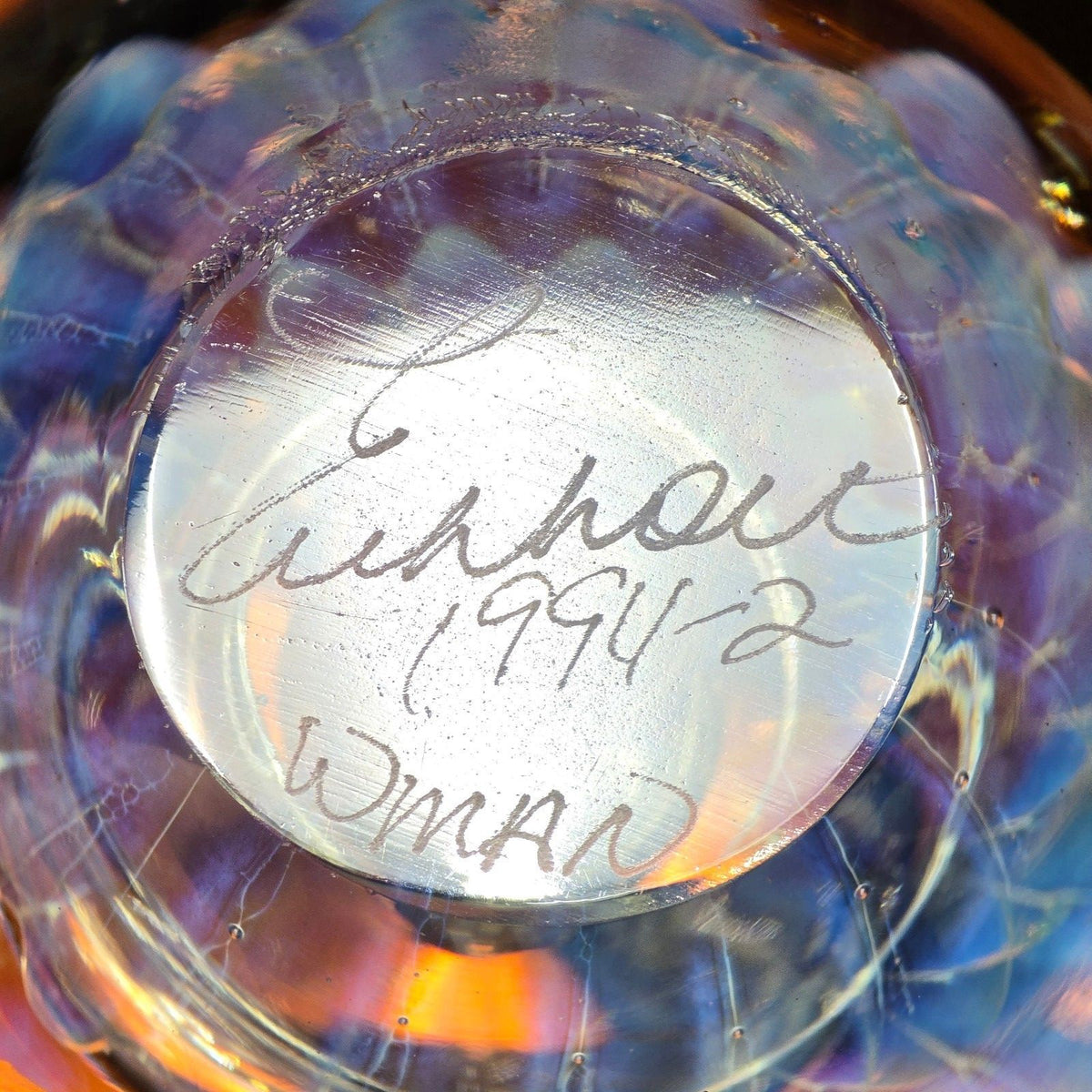 Robert Eickholt 1994 Double Jellyfish Art Glass Paperweight With Stand