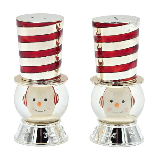 Reed & Barton Snowman Snow Globe Salt Pepper Shakers Christmas Holiday Set