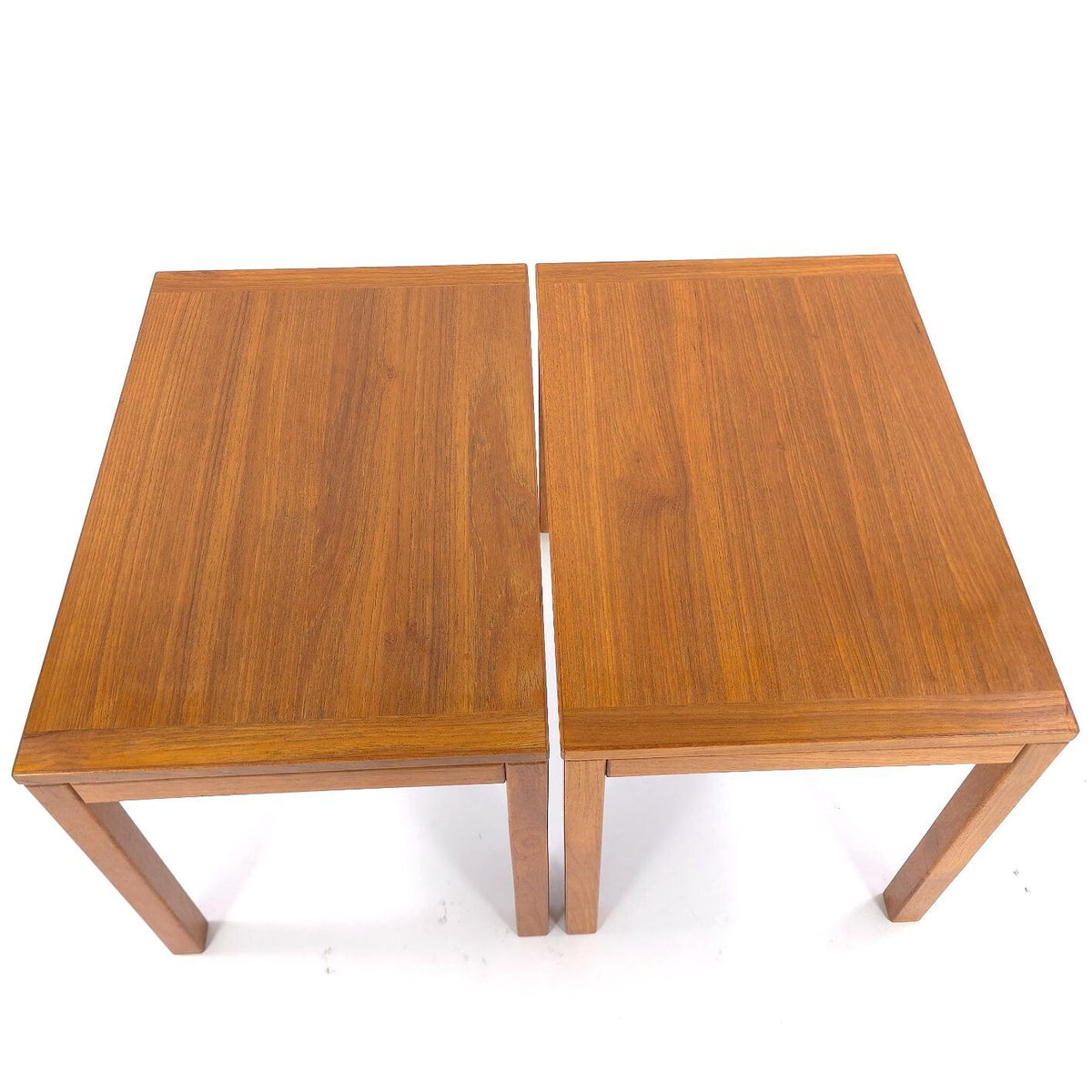 Vintage Vejle Stole Danish Teak Side End Tables Pair Mid Century Modern