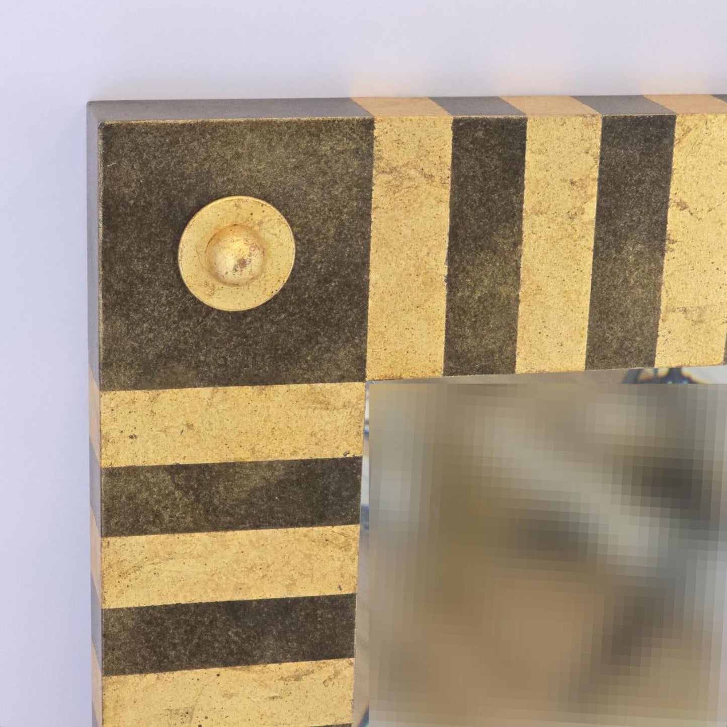 Large Mackenzie-Childs Style Striped Mirror with Gold Accents