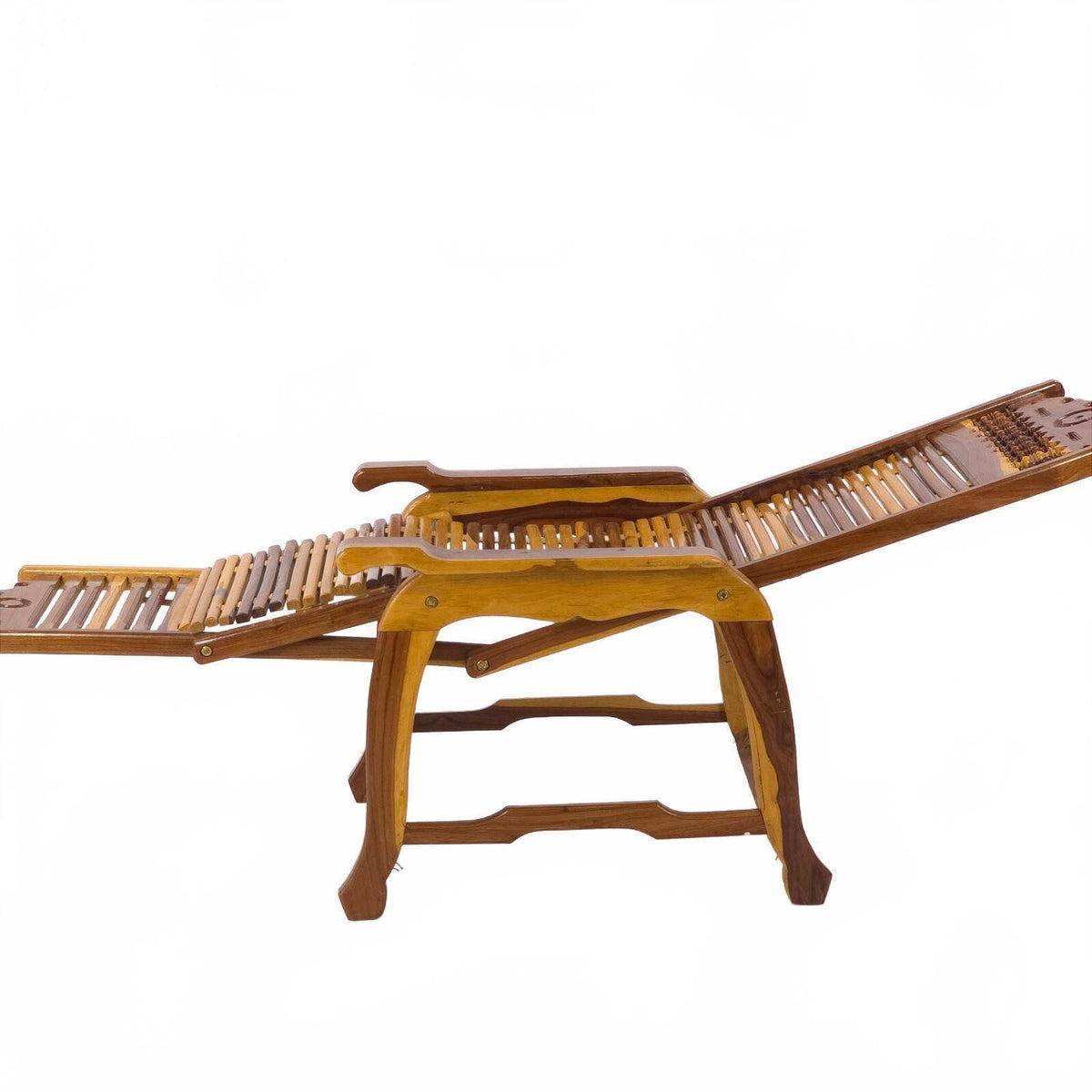 Andre Arbus Style Reclining Chaise Lounge Chair - Carved Hardwood Accent Chair