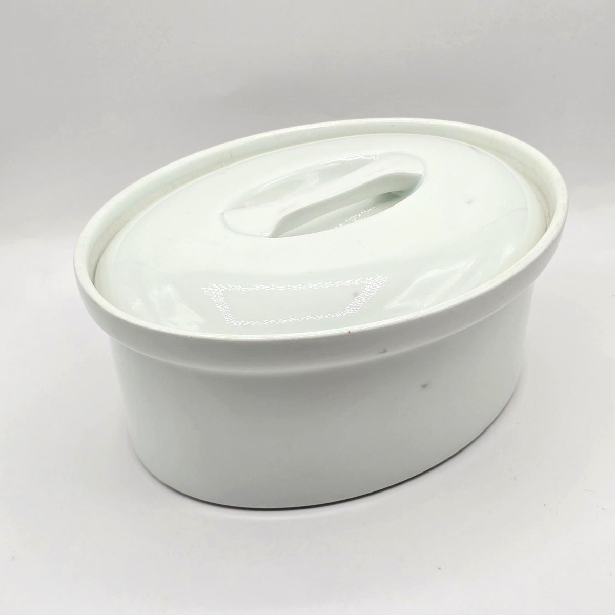 Apilco France White Porcelain Oval Covered Casserole Dish Lidded Terrine #7