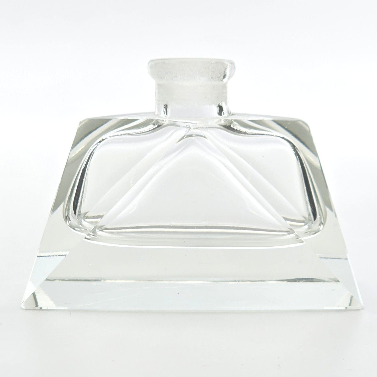 Vintage Clear Glass Perfume Bottle Geometric Faceted Stopper Art Deco Style