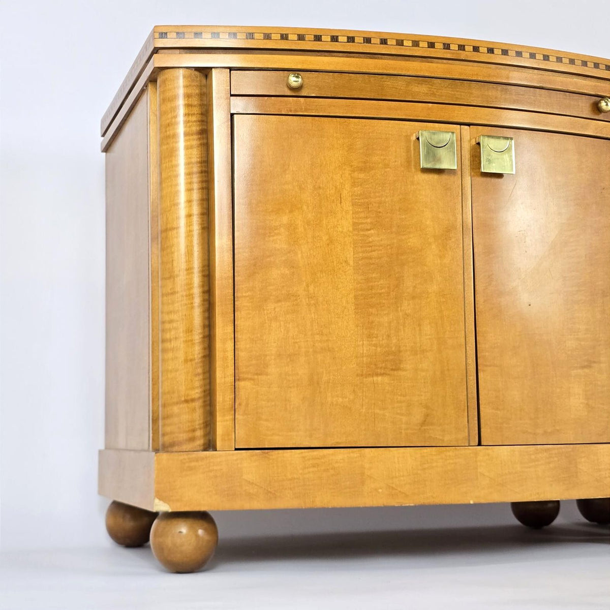 Hickory White Genesis Biedermeier Satinwood Cabinet Nightstands Pair