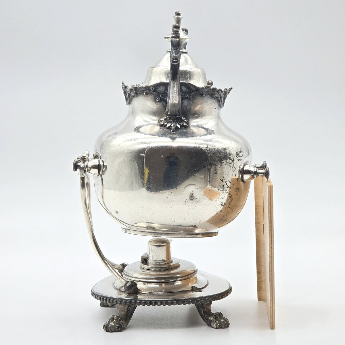 Antique Derby Silver Co Quadruple Plate Tilting Kettle Burner Stand 1675