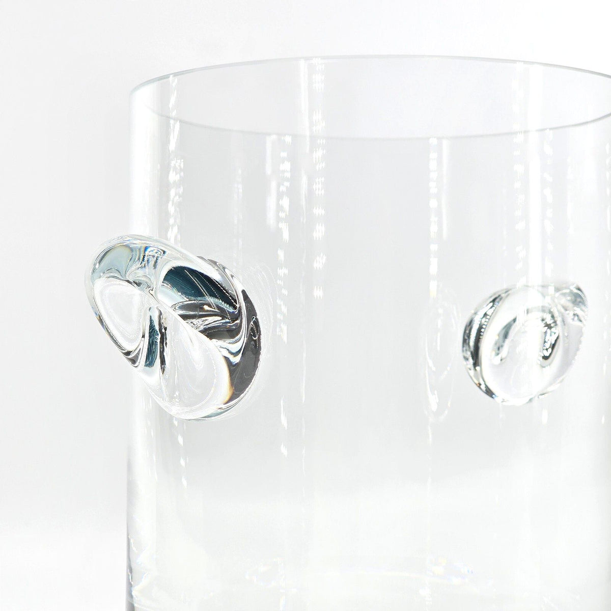 Vintage Clear Glass Ice Bucket Wine Chiller Applied Handles MCM Barware
