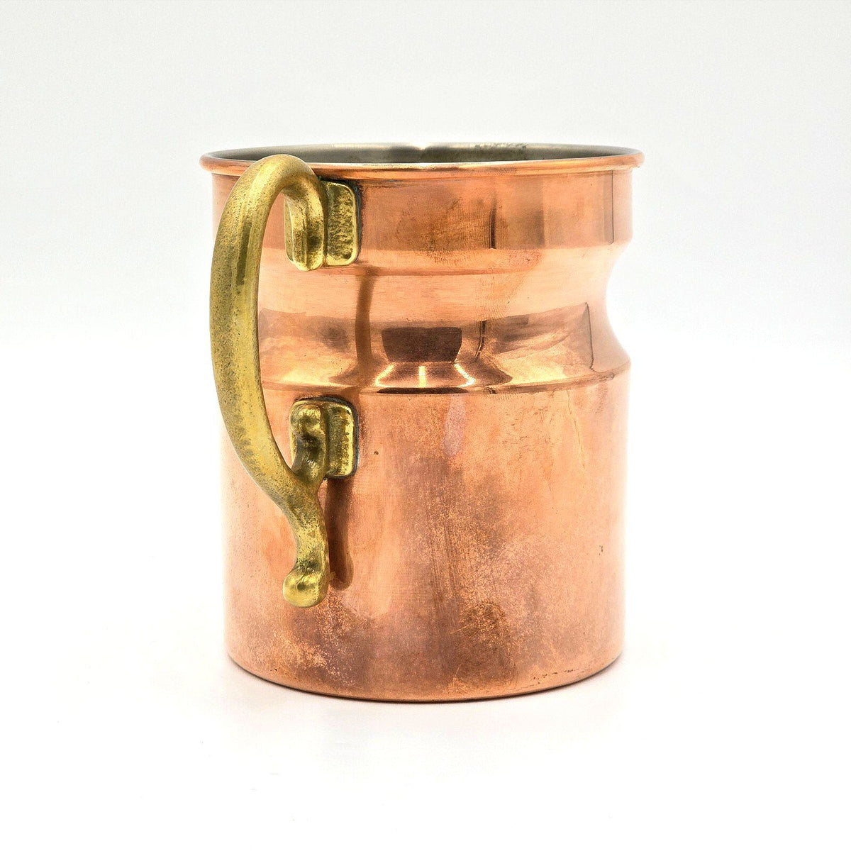 Vintage Copper Tankard Mug Brass Handle Lined Interior Rustic Barware