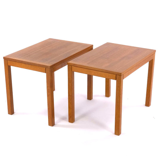 Vintage Vejle Stole Danish Teak Side End Tables Pair Mid Century Modern