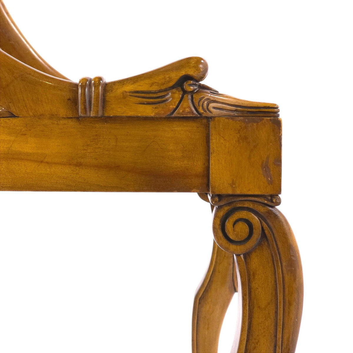 1920s French Art Deco Goose Head Dining Chairs Upholstered Pair